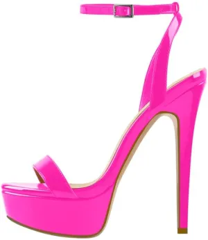Platform Stiletto High Heels for Women, Round Open Toe Ankle Strap Sexy Heeled Sandals for Wedding Party Dress