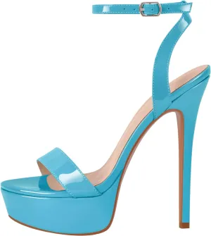 Platform Stiletto High Heels for Women, Round Open Toe Ankle Strap Sexy Heeled Sandals for Wedding Party Dress