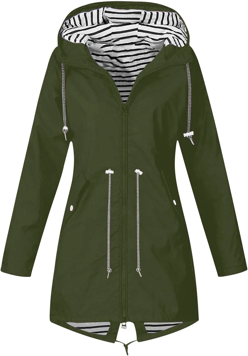 Plus Size Rain Coats for Women Waterproof Rain Jackets Full Zip Windbreaker with Hood Lightweight Jackets for Hiking