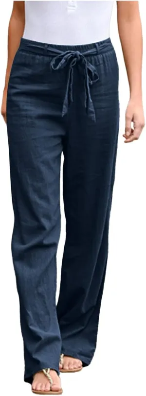 PTOLOCIF Casual Pants for Women,High Waisted Palazzo Pants Drawstring Back Elastic Waist Pants Ankle Length Boho Pants