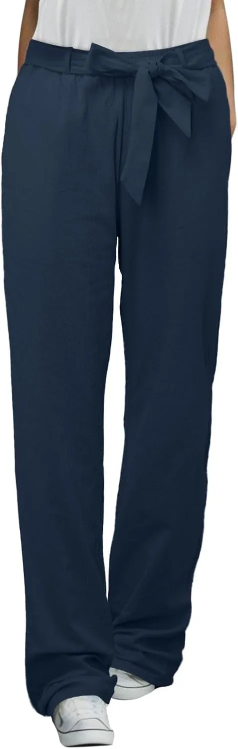 PTOLOCIF Casual Pants for Women,High Waisted Palazzo Pants Drawstring Back Elastic Waist Pants Ankle Length Boho Pants