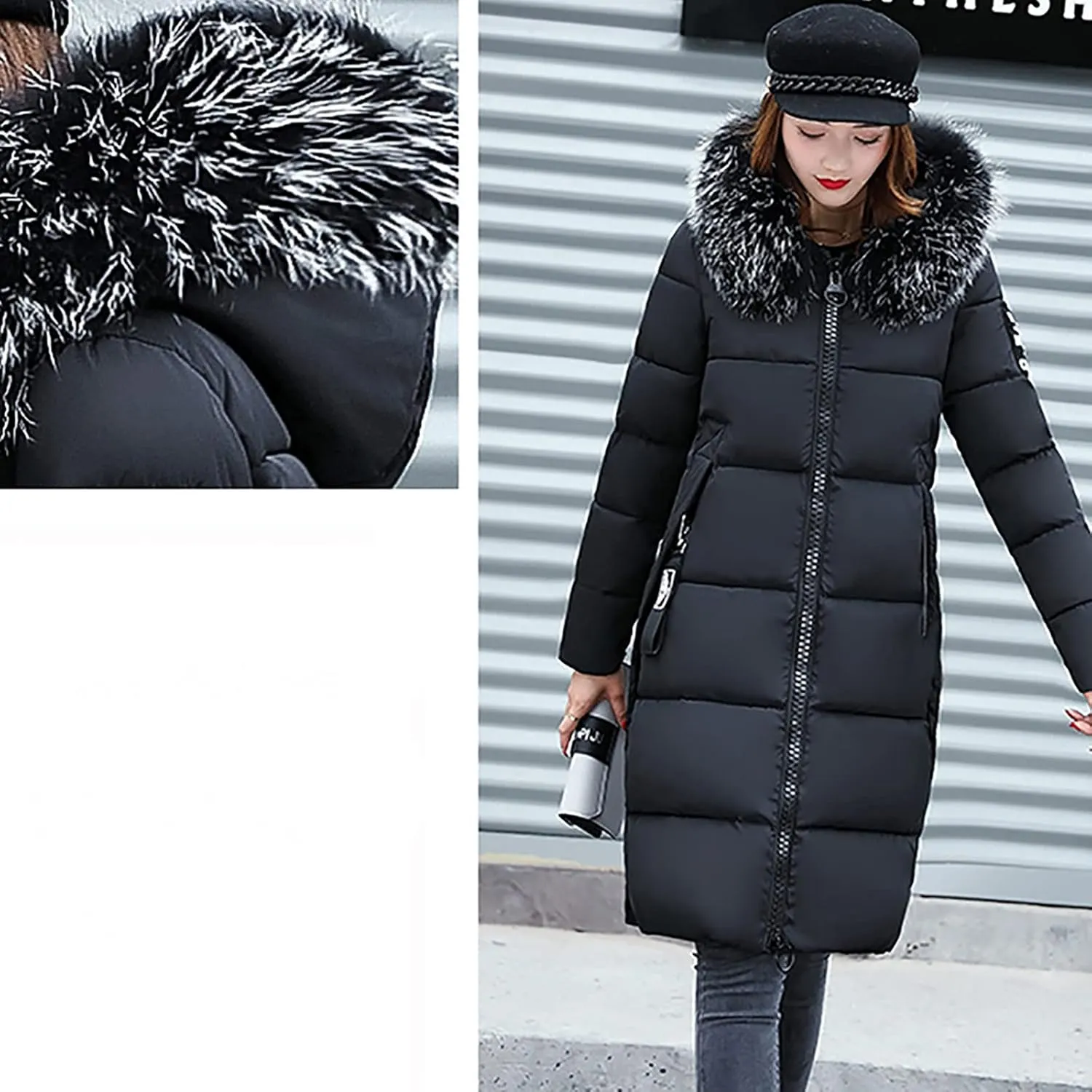 Puffer Long down Jackets for Women Hooded Ladies Winter Thick Parka Outerwear Cardigans Windbreak Pocket Long Jacket