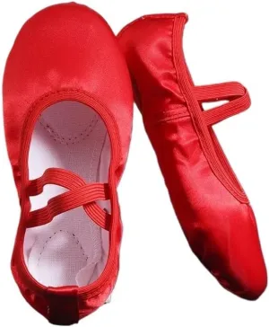 Pure Satin Pink Flesh Blue Color from Child 23 to Women 43 Girls Kids Pointe Shoes Dance Slippers Ballerina Practice Ballet Shoe(Red,31)