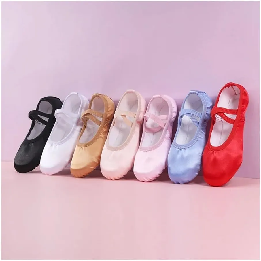 Pure Satin Pink Flesh Blue Color from Child 23 to Women 43 Girls Kids Pointe Shoes Dance Slippers Ballerina Practice Ballet Shoe(Red,31)