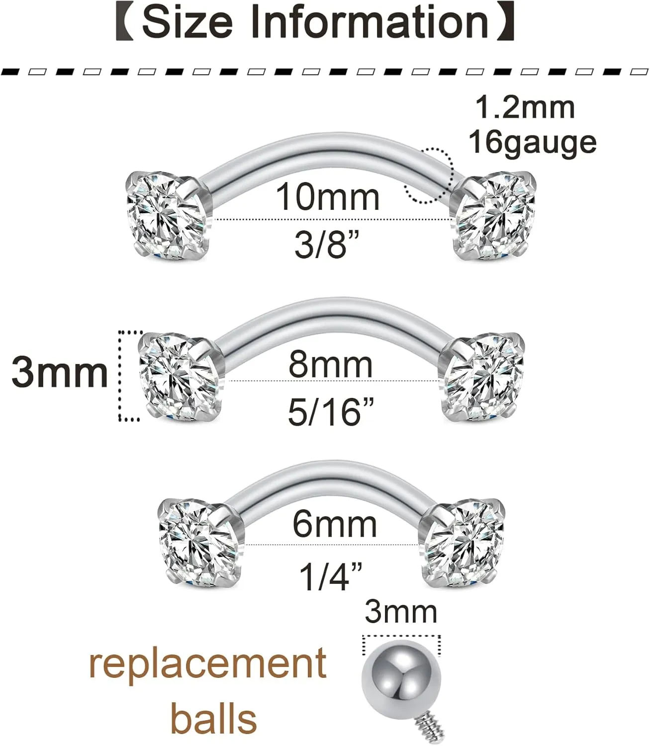 QWALIT Rook Piercing Jewelry Rook Earrings Internally Threaded Eyebrow Piercing Jewelry Eyebrow Rings Eyebrow Piercing Surgical Steel 16g Vertical Labret Lip Jewelry