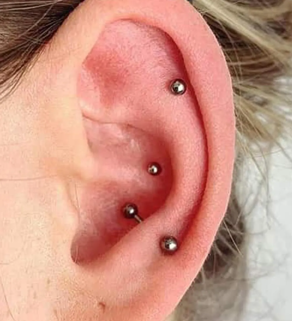 QWALIT Rook Piercing Jewelry Rook Earrings Internally Threaded Eyebrow Piercing Jewelry Eyebrow Rings Eyebrow Piercing Surgical Steel 16g Vertical Labret Lip Jewelry
