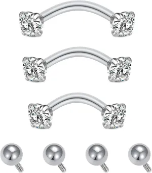 QWALIT Rook Piercing Jewelry Rook Earrings Internally Threaded Eyebrow Piercing Jewelry Eyebrow Rings Eyebrow Piercing Surgical Steel 16g Vertical Labret Lip Jewelry