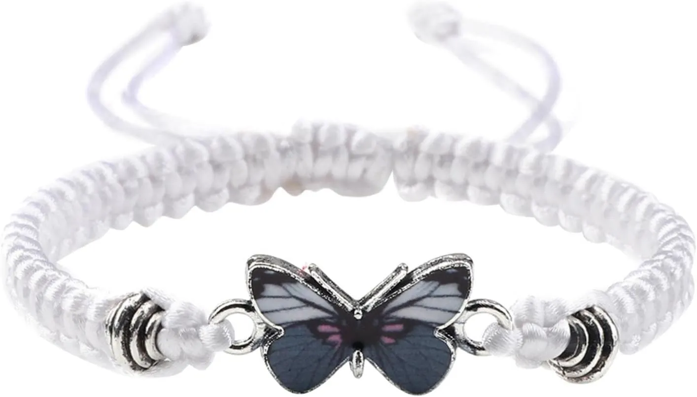 QWENTMTNTY Butterfly Bracelets for Teen Girls Women Adjustable String Braid Bracelets Weave Charm Cute Friendship Bracelets