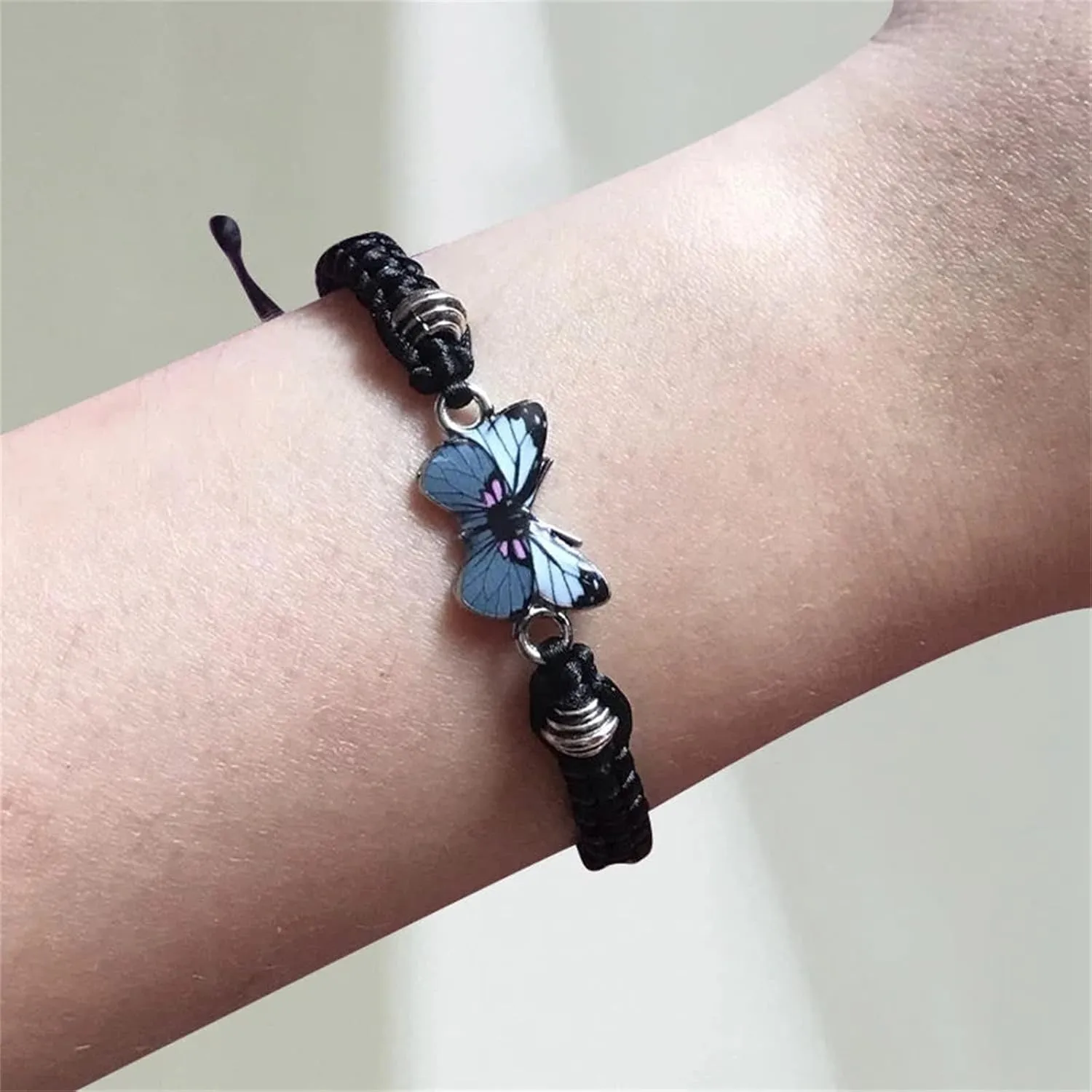 QWENTMTNTY Butterfly Bracelets for Teen Girls Women Adjustable String Braid Bracelets Weave Charm Cute Friendship Bracelets