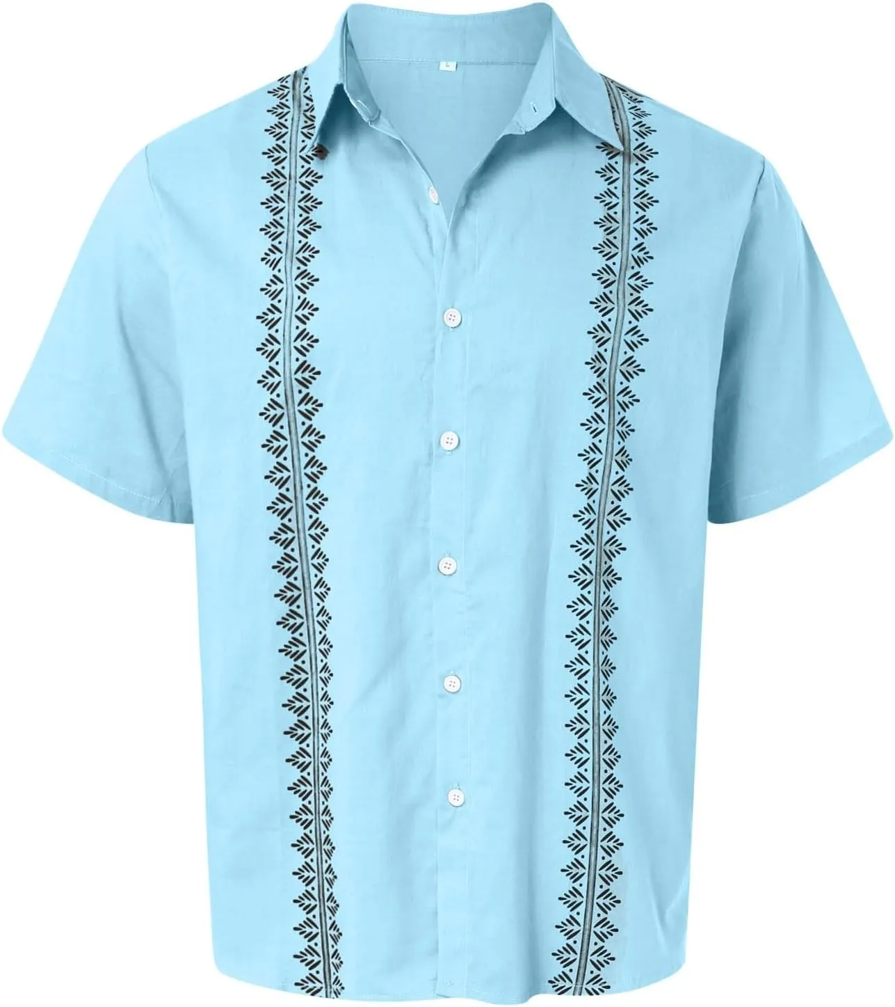 QWENTMTNTY Men's Cuban Guayabera Shirts Casual Short Sleeve Button Down Shirts Regular Fit Summer Party Beach Dress Shirt