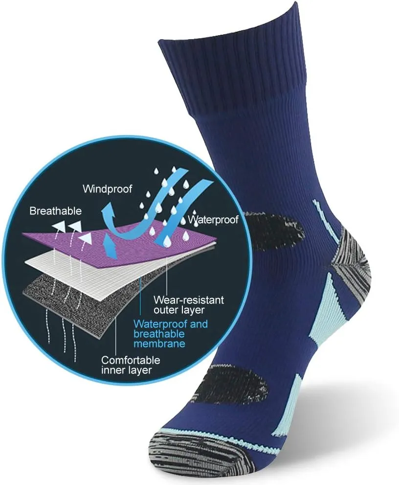 RANDY SUN Waterproof Socks, Unisex Hiking Wading Trail Running Kayaking Crew Socks