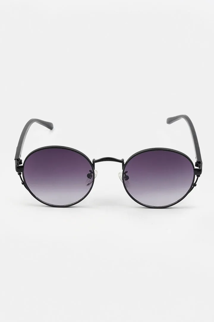 Retro Round Sunglasses - Black