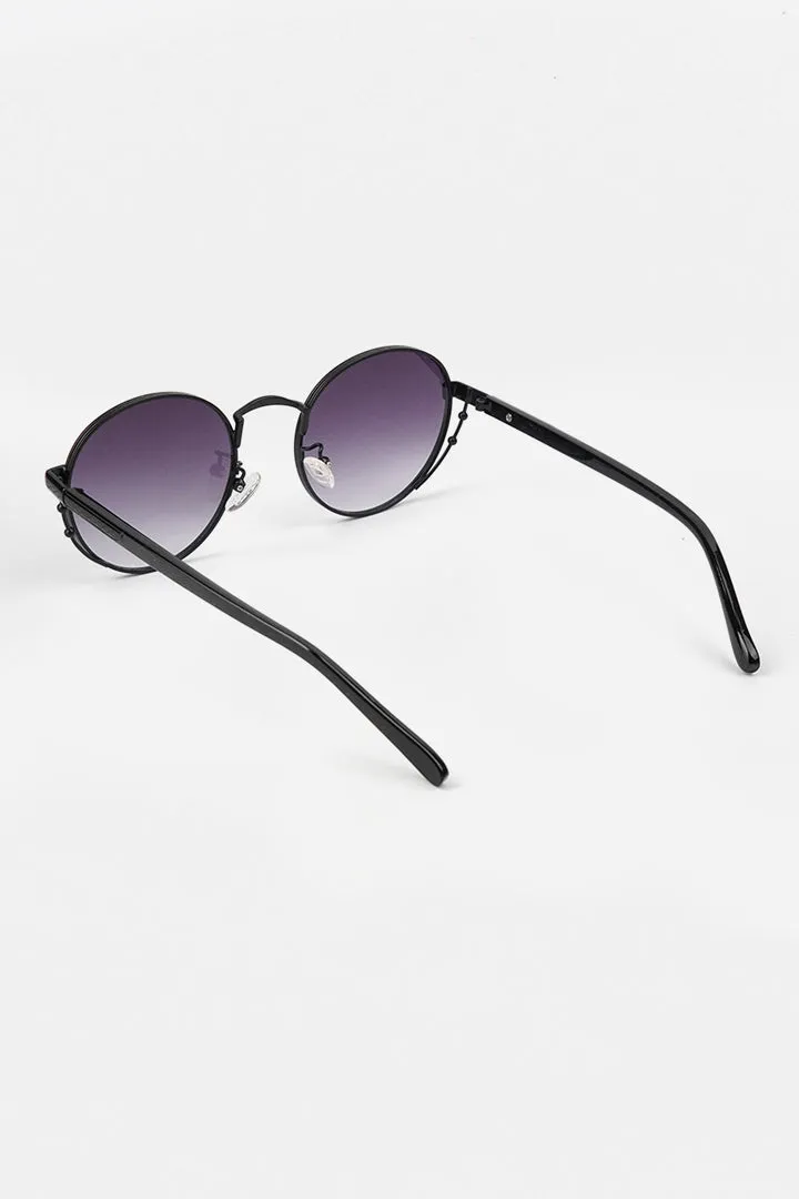 Retro Round Sunglasses - Black