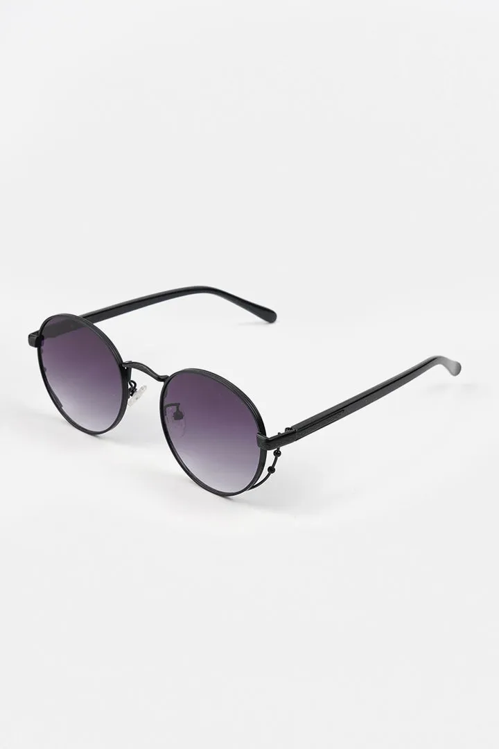Retro Round Sunglasses - Black