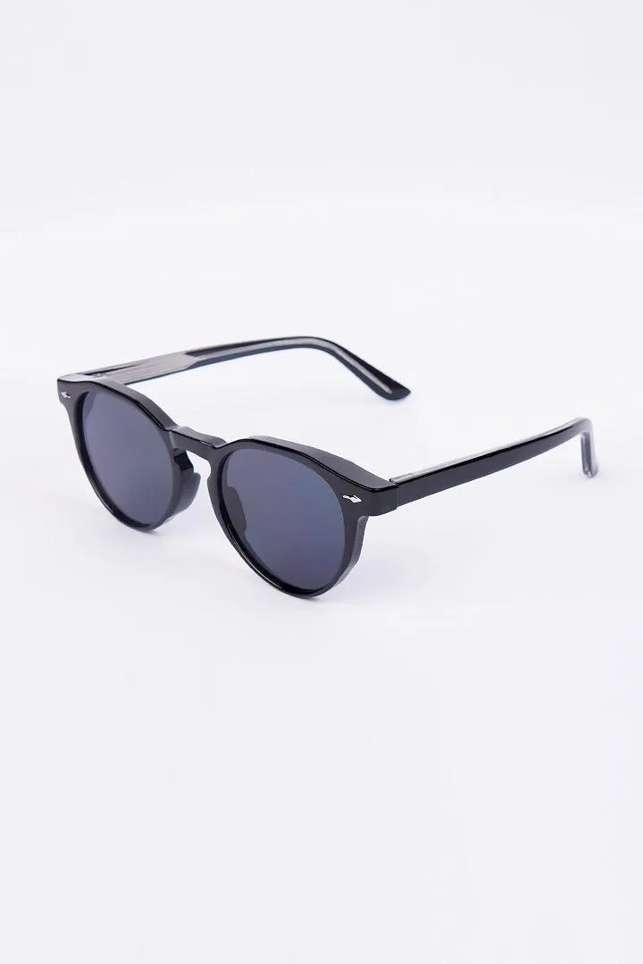 Round Wayfarer Sunglasses - Black