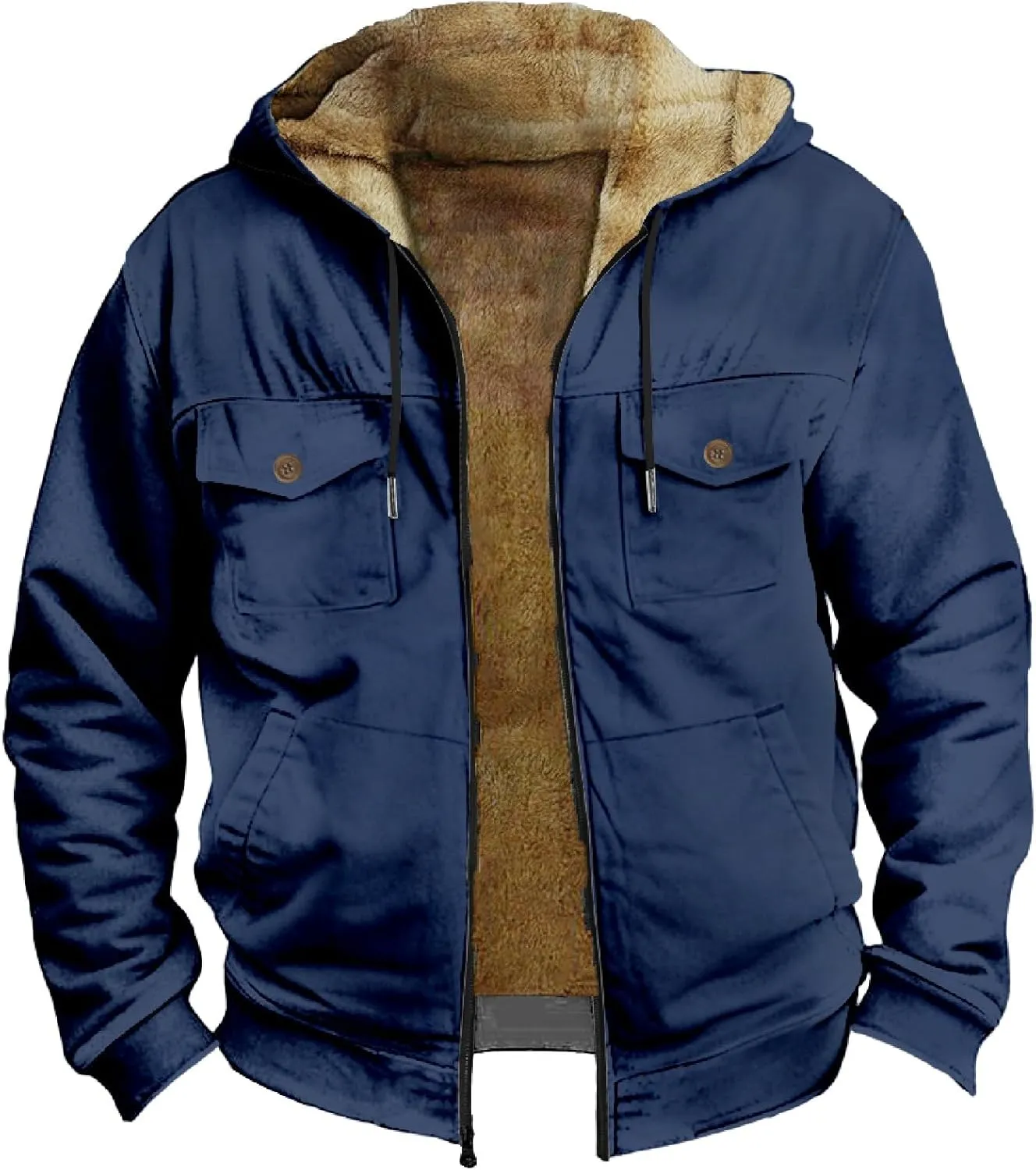 RTRDE Mens Fall Jacket Fleece Lined Zip Up Casual Fashion Hooded Jackets Winter Warm Work Hoodie Coats