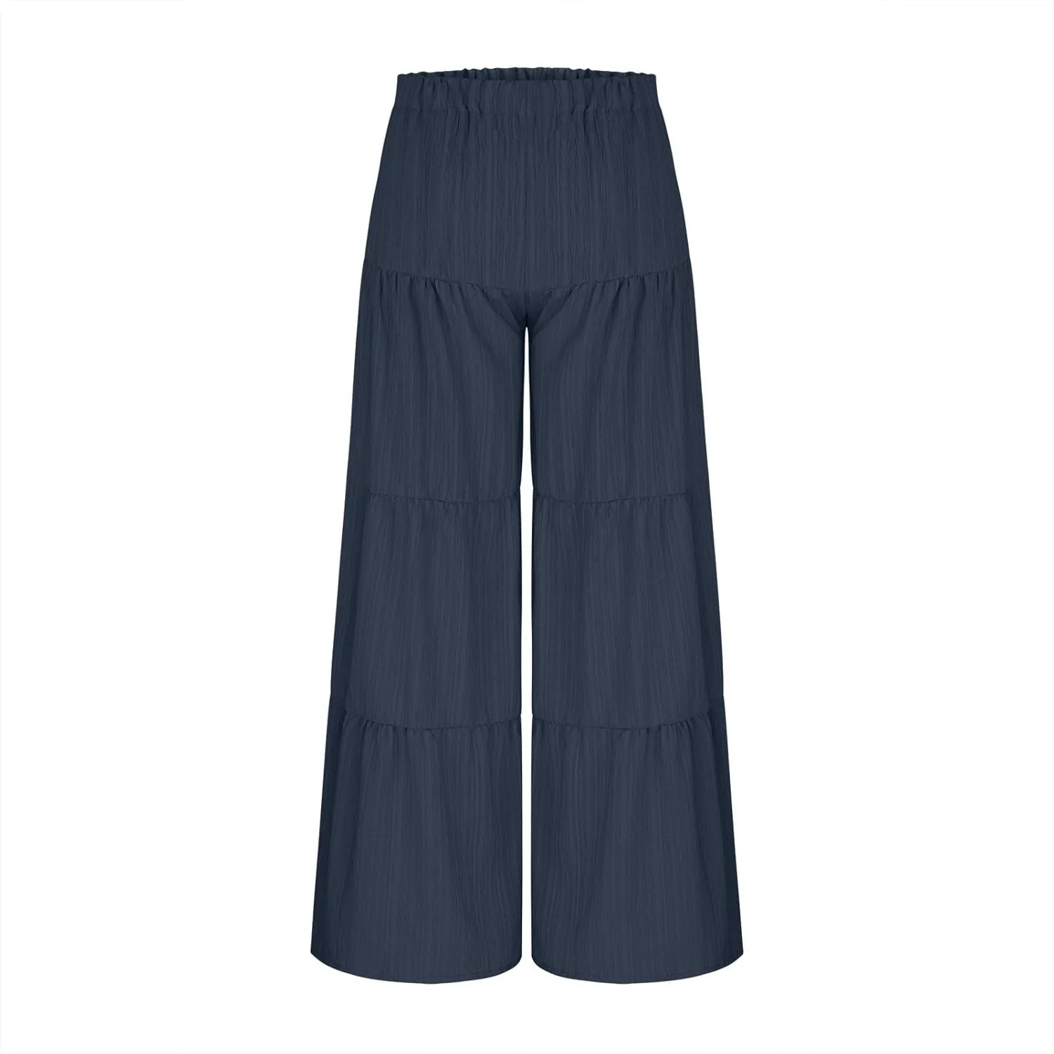 Ruffle Pants Women High Waisted Wide Leg Trousers Flowy Palazzo Pants Boho Tiered Pants Trendy Beach Vacation Pants