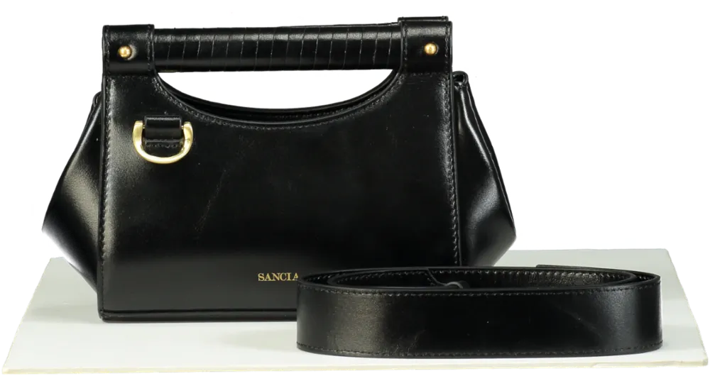 Sancia Black Leather Handbag