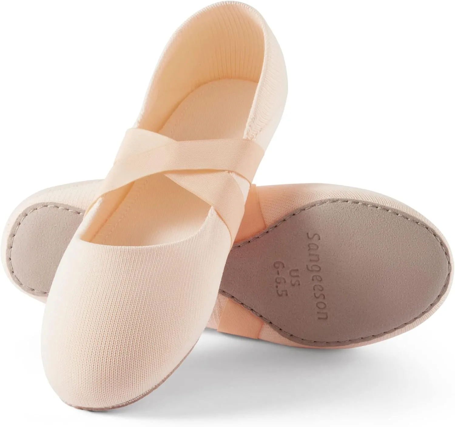 SANGEESON Ballet Shoes for Women(Leather Full Sole, Arch Support, Breathable), Jazz Shoes, Ballerina Shoes, Dance Shoes Women for Beginner