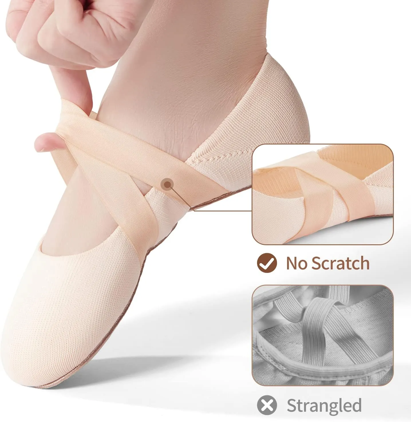 SANGEESON Ballet Shoes for Women(Leather Full Sole, Arch Support, Breathable), Jazz Shoes, Ballerina Shoes, Dance Shoes Women for Beginner