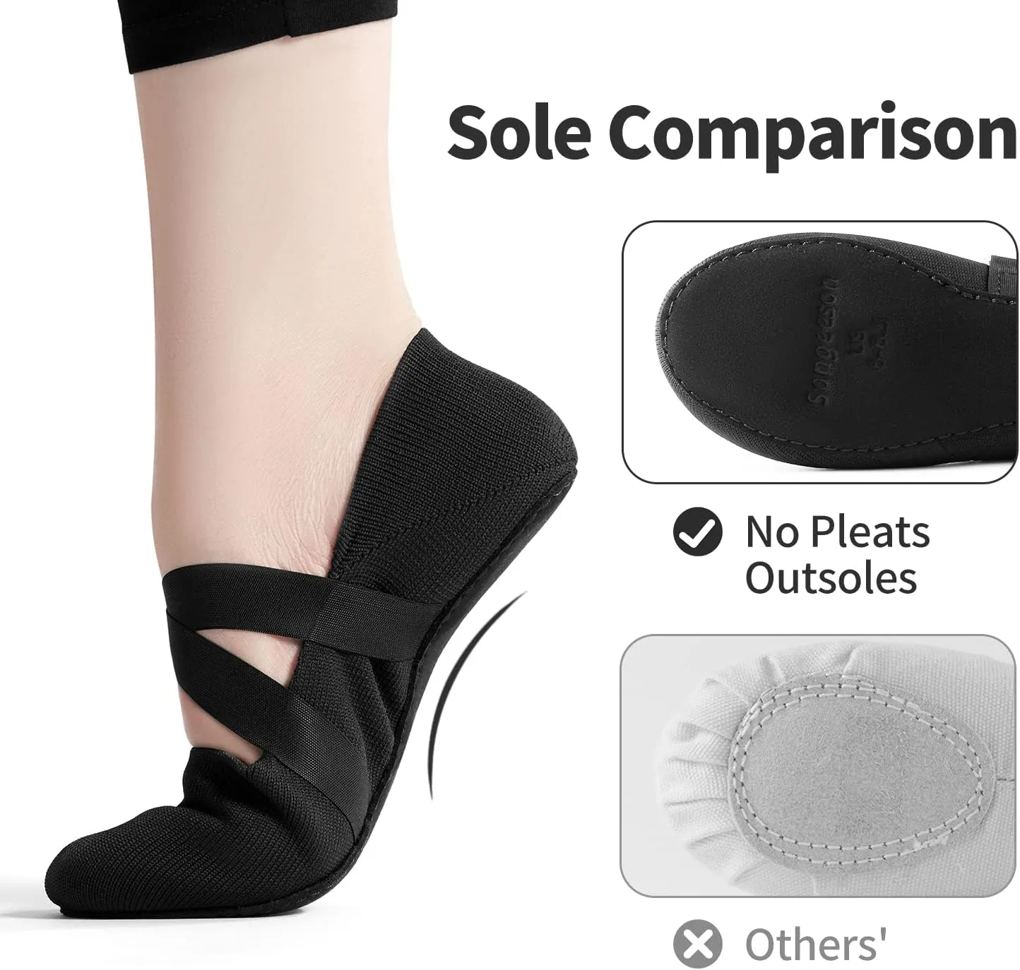 SANGEESON Ballet Shoes for Women(Leather Full Sole, Arch Support, Breathable), Jazz Shoes, Ballerina Shoes, Dance Shoes Women for Beginner