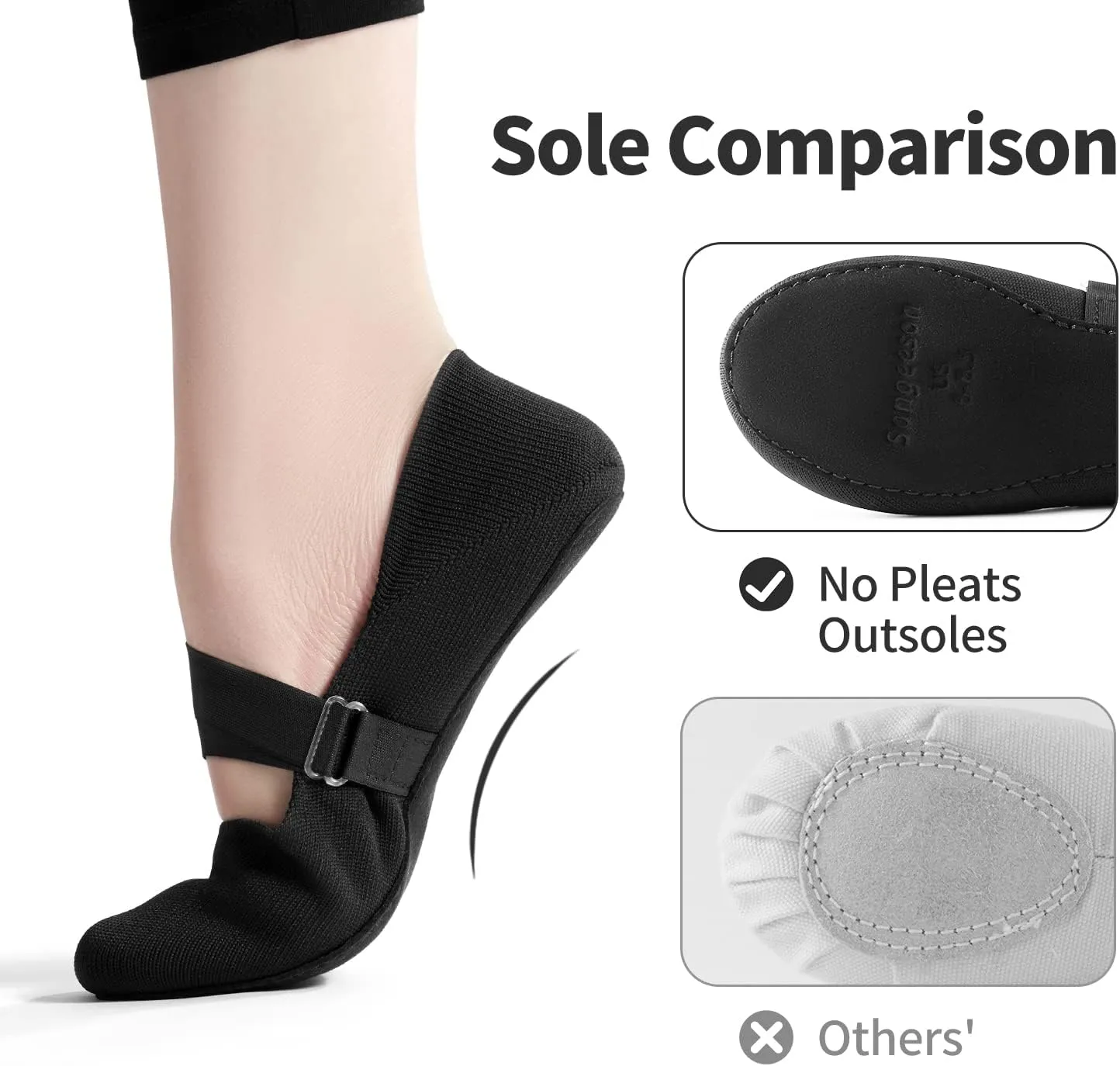 SANGEESON Ballet Shoes for Women(Leather Full Sole, Arch Support, Breathable), Jazz Shoes, Ballerina Shoes, Dance Shoes Women for Beginner