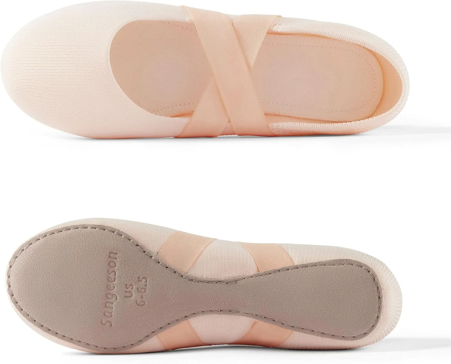 SANGEESON Ballet Shoes for Women(Leather Full Sole, Arch Support, Breathable), Jazz Shoes, Ballerina Shoes, Dance Shoes Women for Beginner