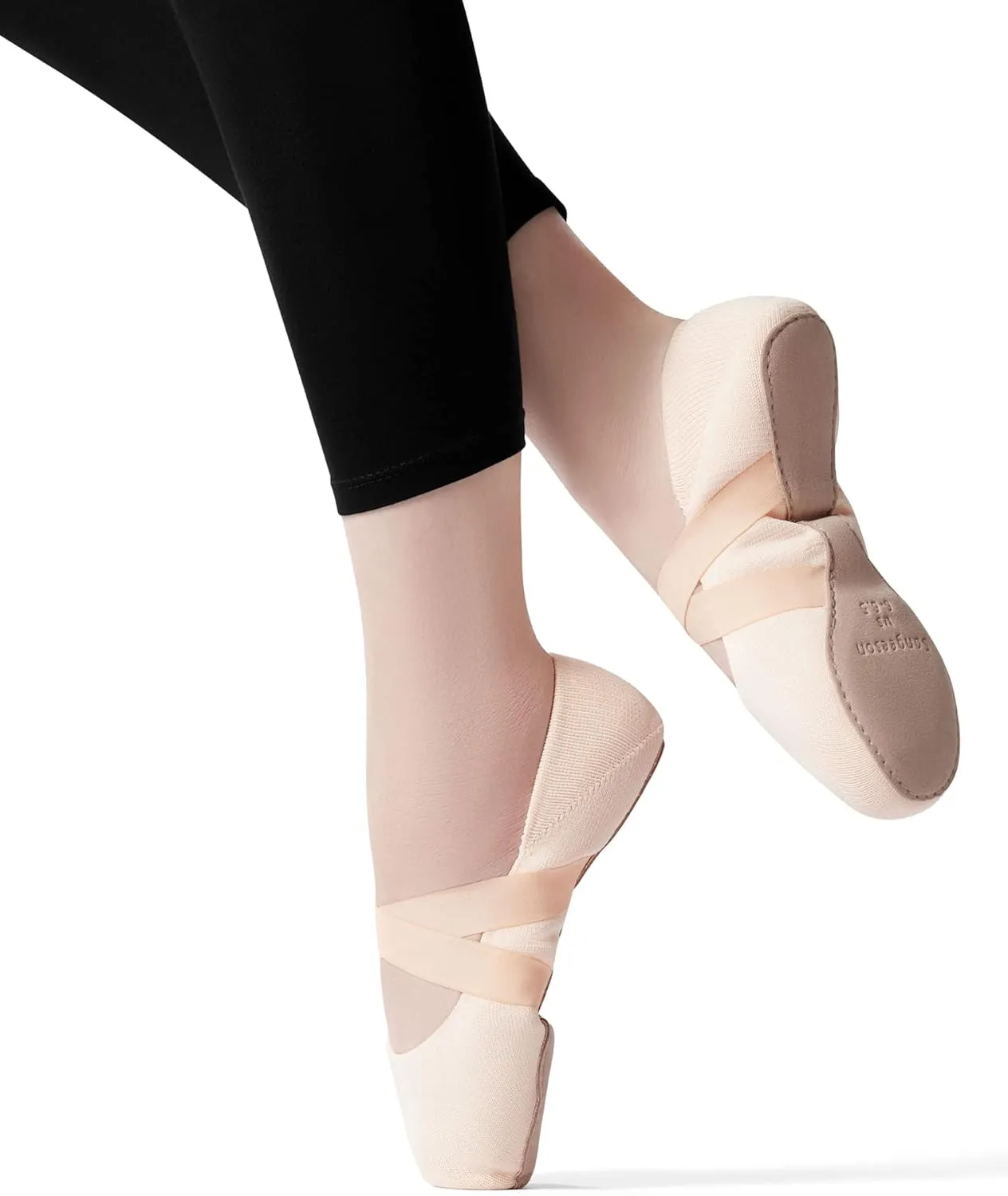 SANGEESON Ballet Shoes for Women(Leather Full Sole, Arch Support, Breathable), Jazz Shoes, Ballerina Shoes, Dance Shoes Women for Beginner