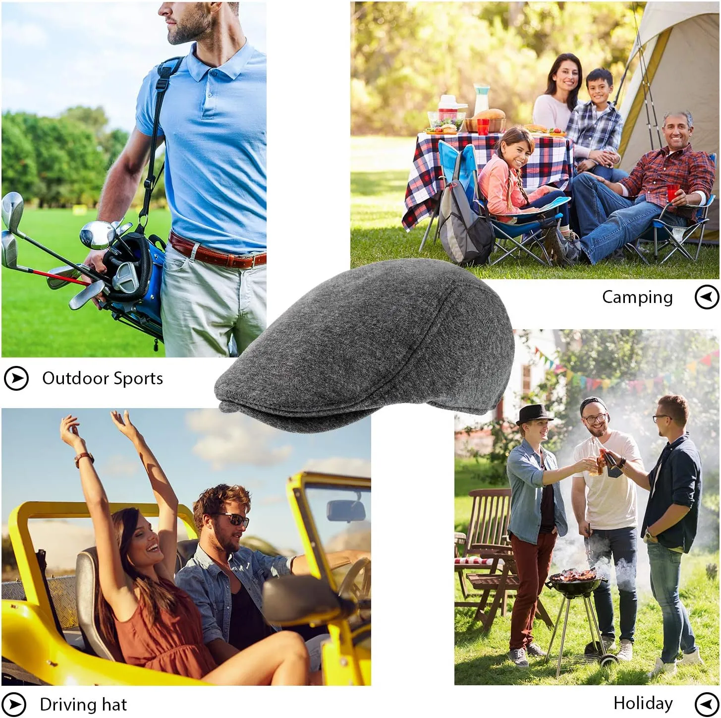 SATINIOR 4 Pieces Newsboy Hats for Men Flat Caps Irish Hat Cabbie Hunting Cap