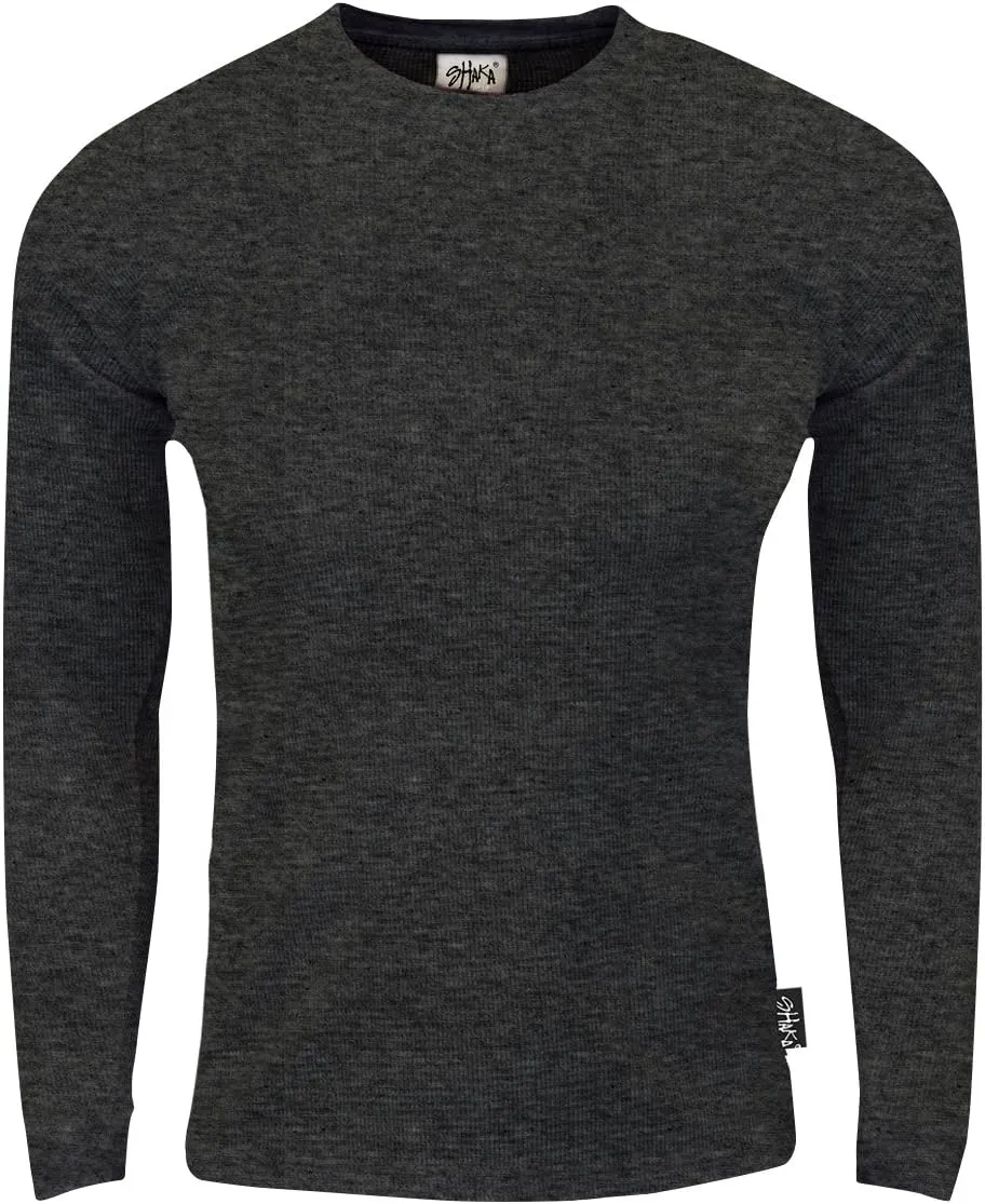 Shaka Wear Mens Knit Sweater - Heavyweight Waffle Thermal T Shirt Long Sleeve Crewneck Knitted Top Regular Big Size XS-5XL