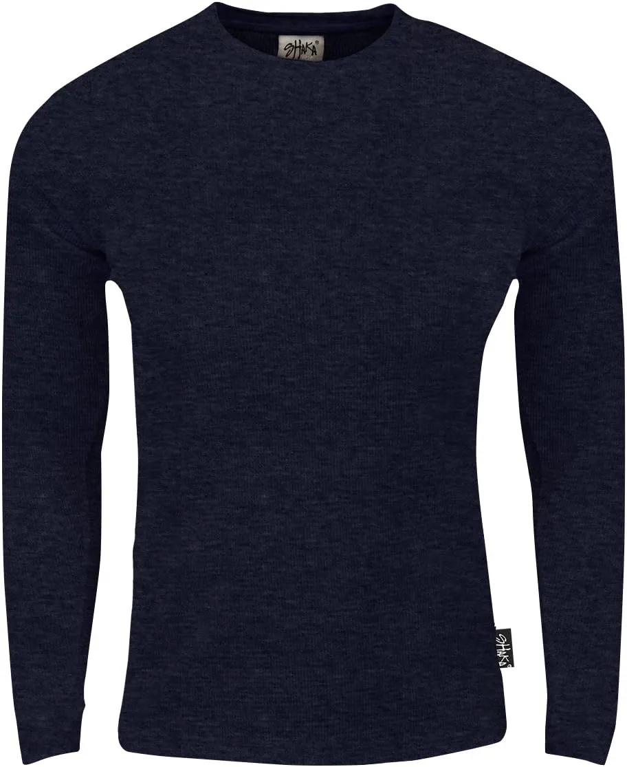 Shaka Wear Mens Knit Sweater - Heavyweight Waffle Thermal T Shirt Long Sleeve Crewneck Knitted Top Regular Big Size XS-5XL