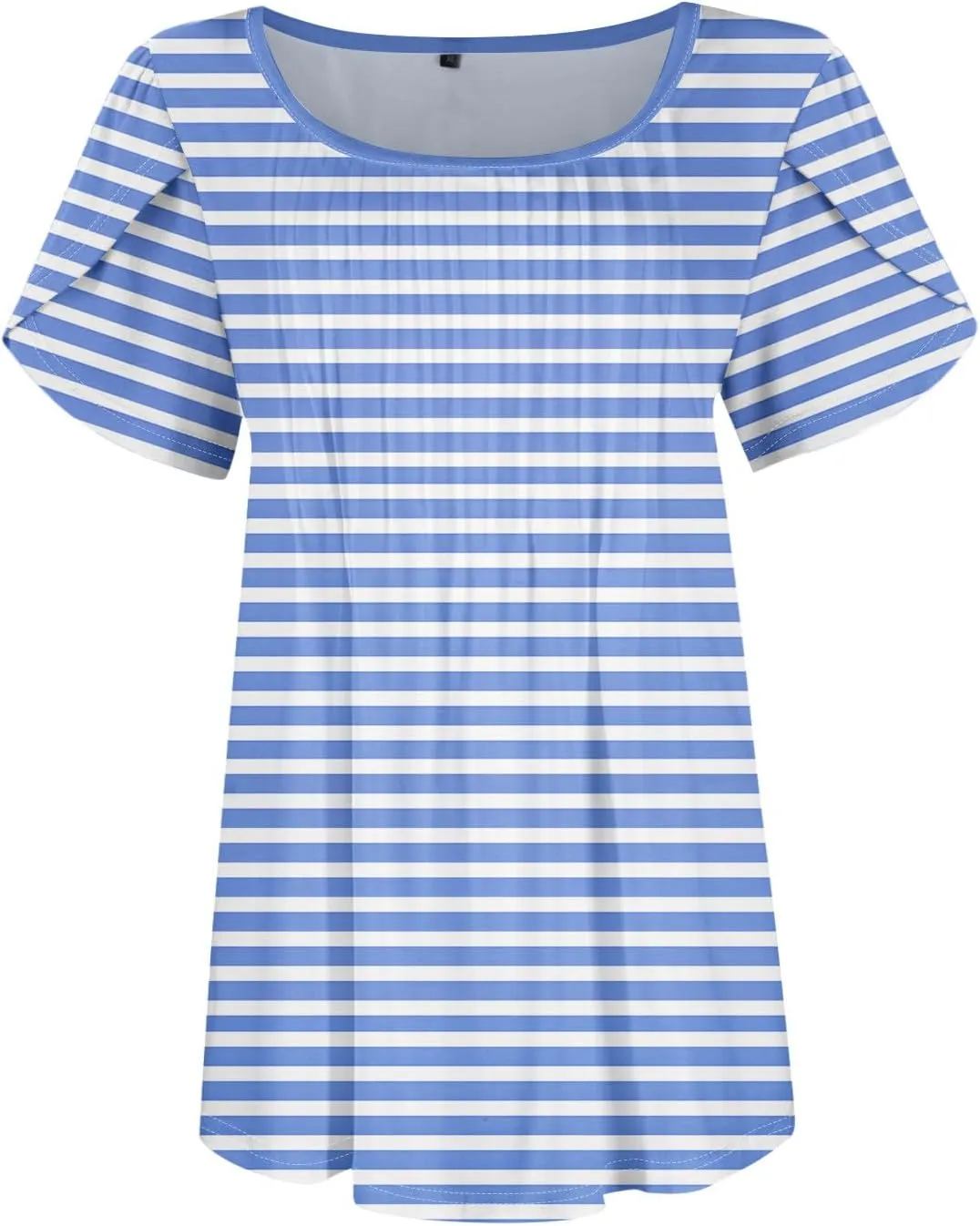 Shirts for Women Summer Short Sleeve Tops Dressy Casual Pleated Round Neck Blouses Dressy Spring Cute Striped Clothes