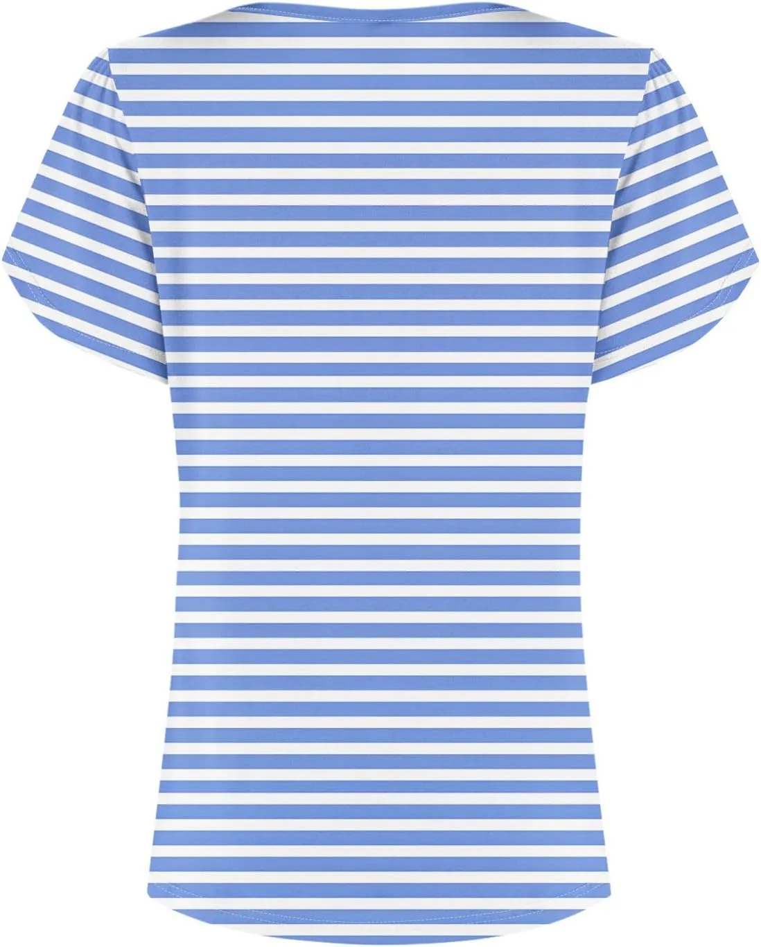 Shirts for Women Summer Short Sleeve Tops Dressy Casual Pleated Round Neck Blouses Dressy Spring Cute Striped Clothes