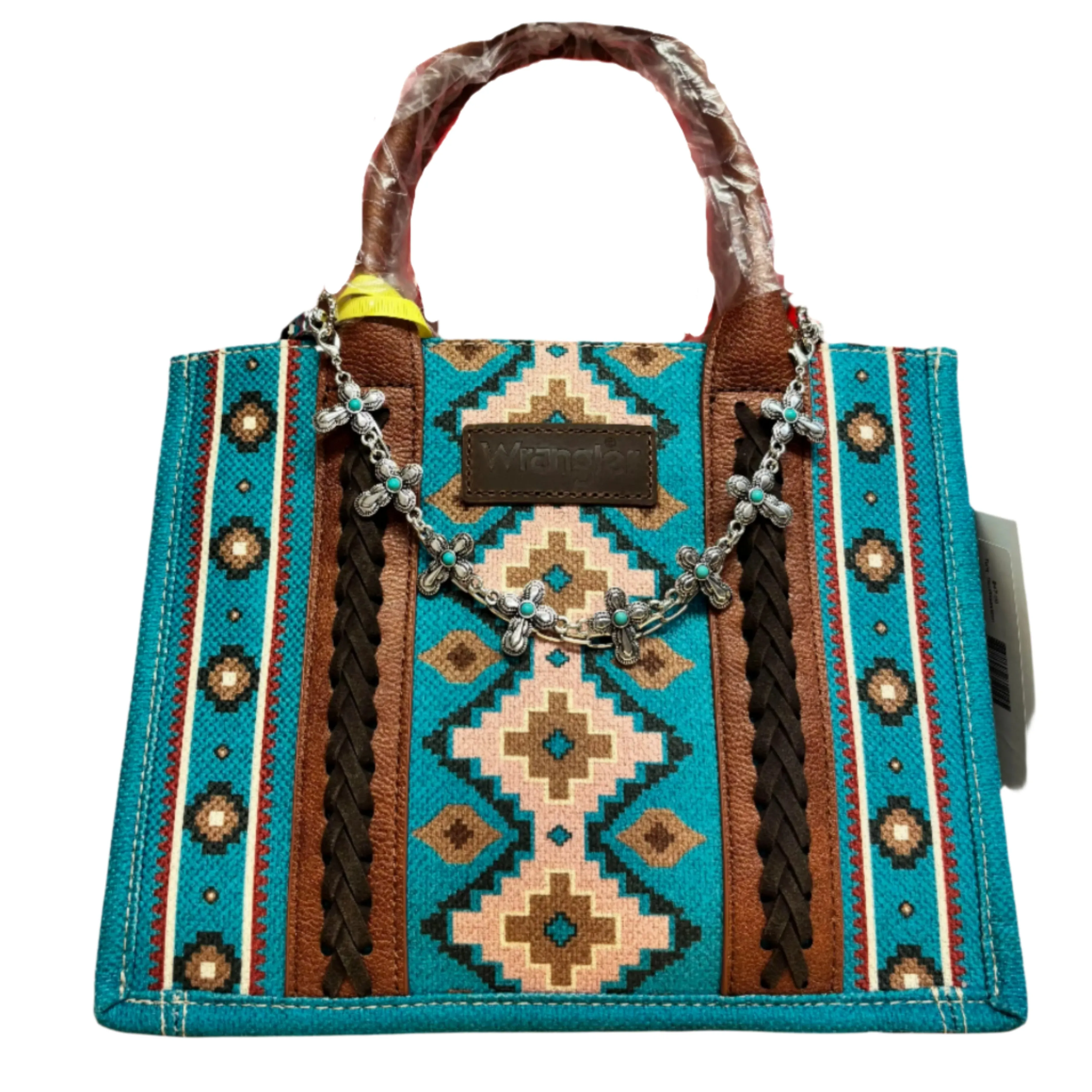 Silver Cross Charm Strap with Turquoise Accents  Versatile Accessory