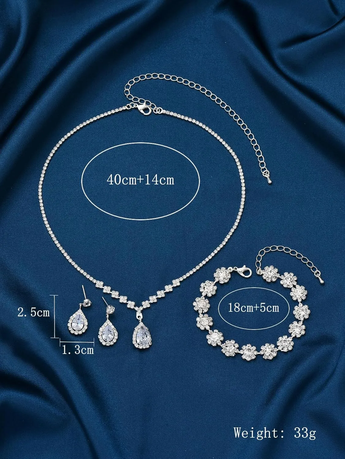 Silver Jewelry Set for Prom,Elegant Prom Jewelry Set Crystal Rhinestone Necklace Earrings Bracelet Brides Wedding Prom Dresses Costume Jewelry Accessories for Women
