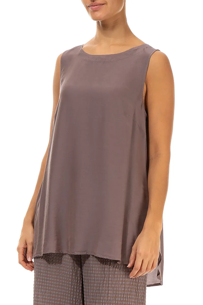 Sleeveless Truffle Silk Bamboo Top