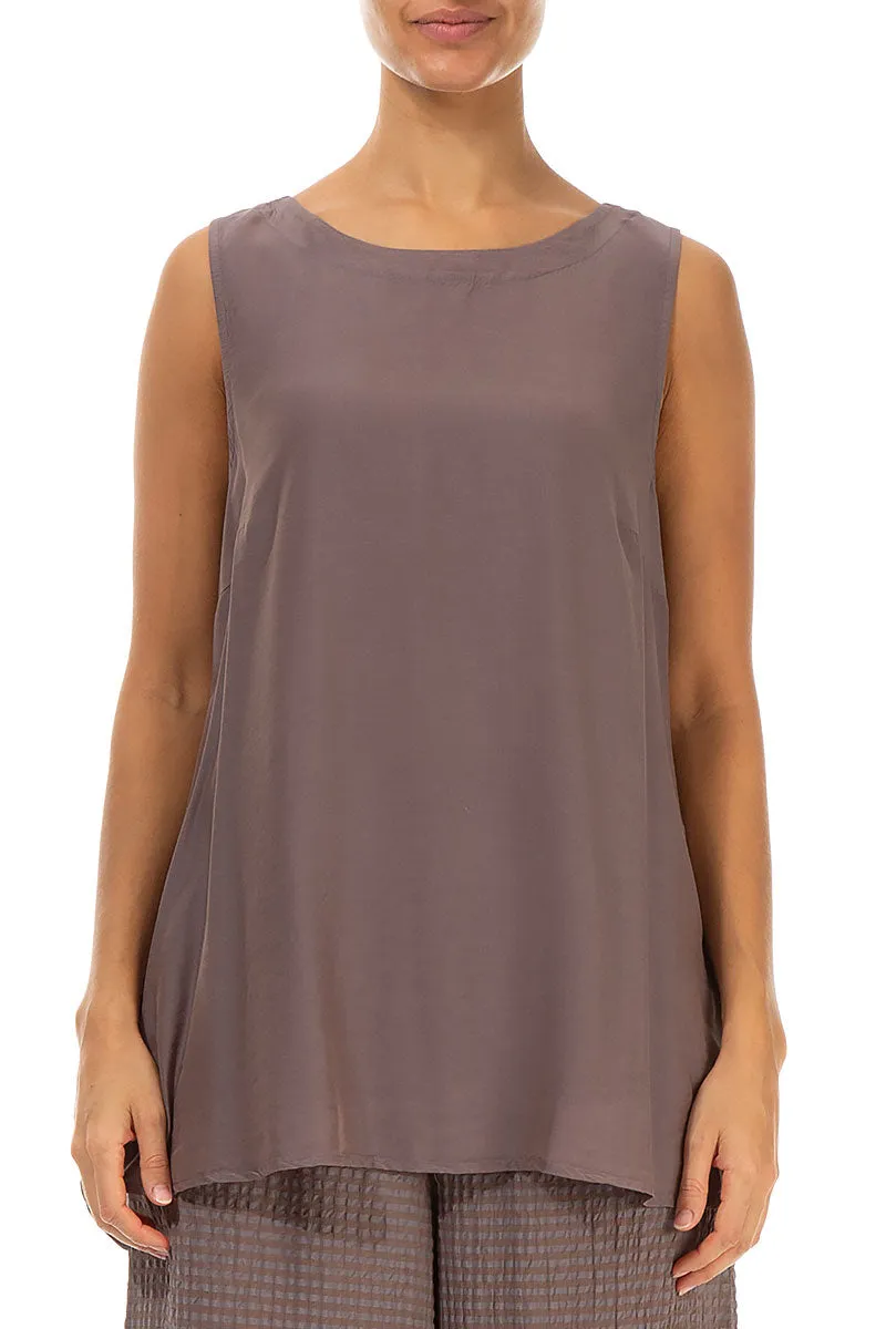 Sleeveless Truffle Silk Bamboo Top