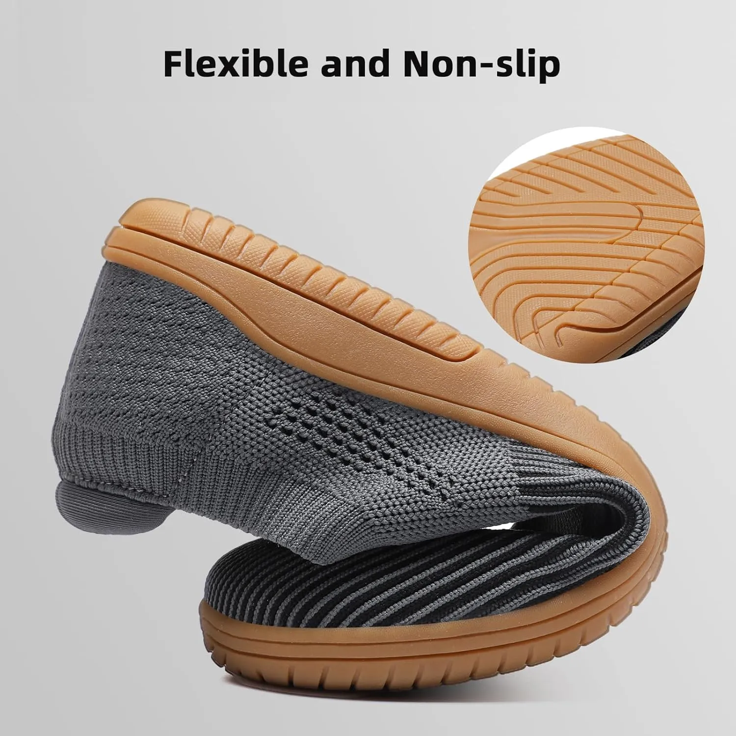 Slip-on Barefoot Shoes Men Minimalist Wide Toe Zero Drop Walking Shoes Lightweight Barefoot Feel & Breathable for Walking Running All Day Wear