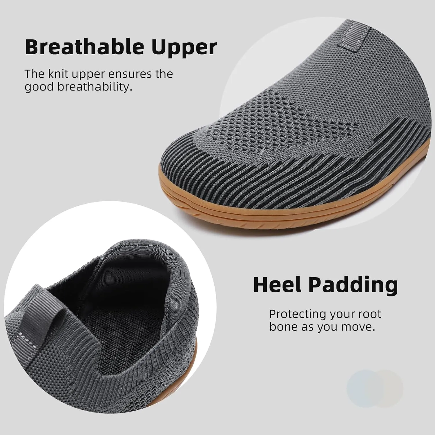 Slip-on Barefoot Shoes Men Minimalist Wide Toe Zero Drop Walking Shoes Lightweight Barefoot Feel & Breathable for Walking Running All Day Wear