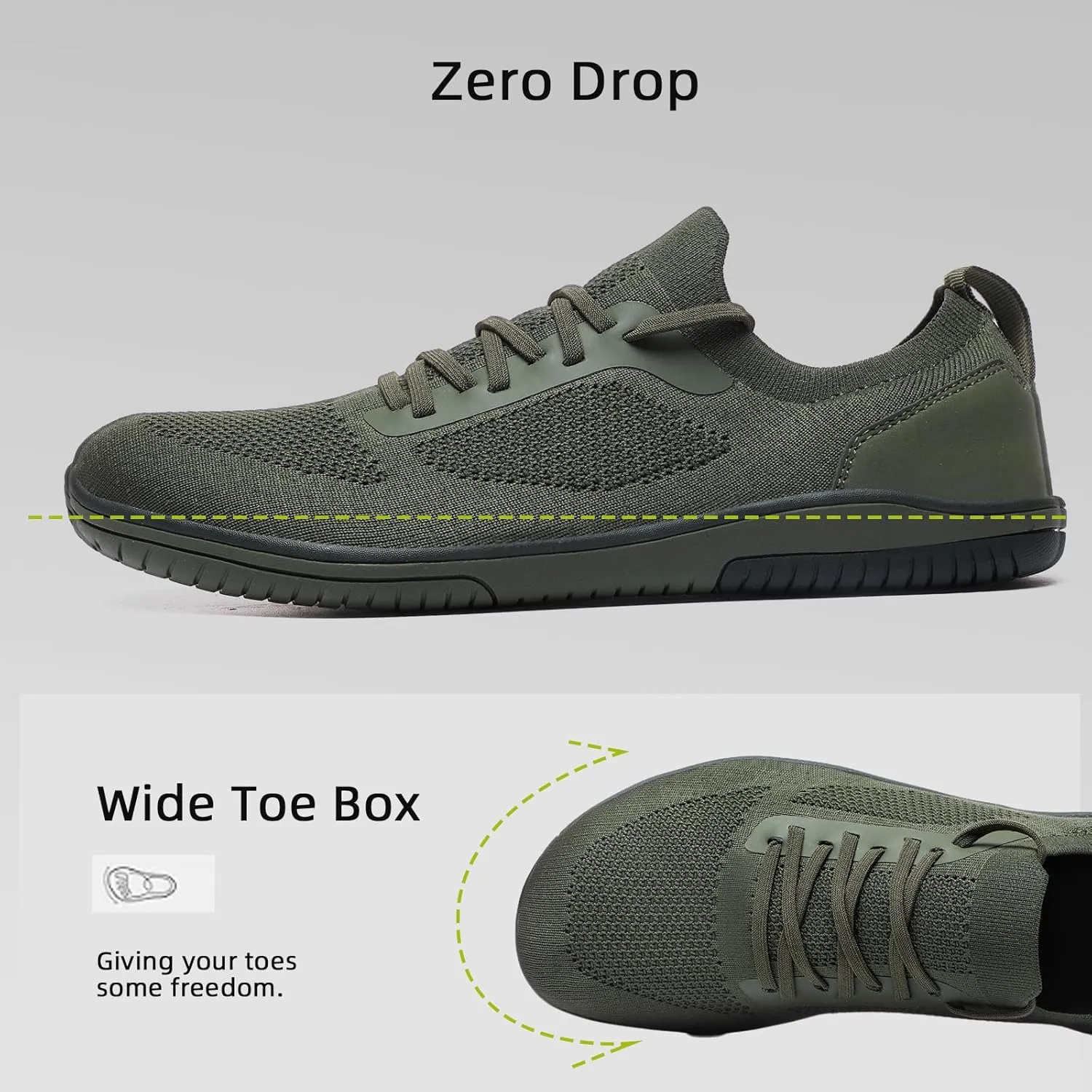 Slip-on Barefoot Shoes Men Minimalist Wide Toe Zero Drop Walking Shoes Lightweight Barefoot Feel & Breathable for Walking Running All Day Wear