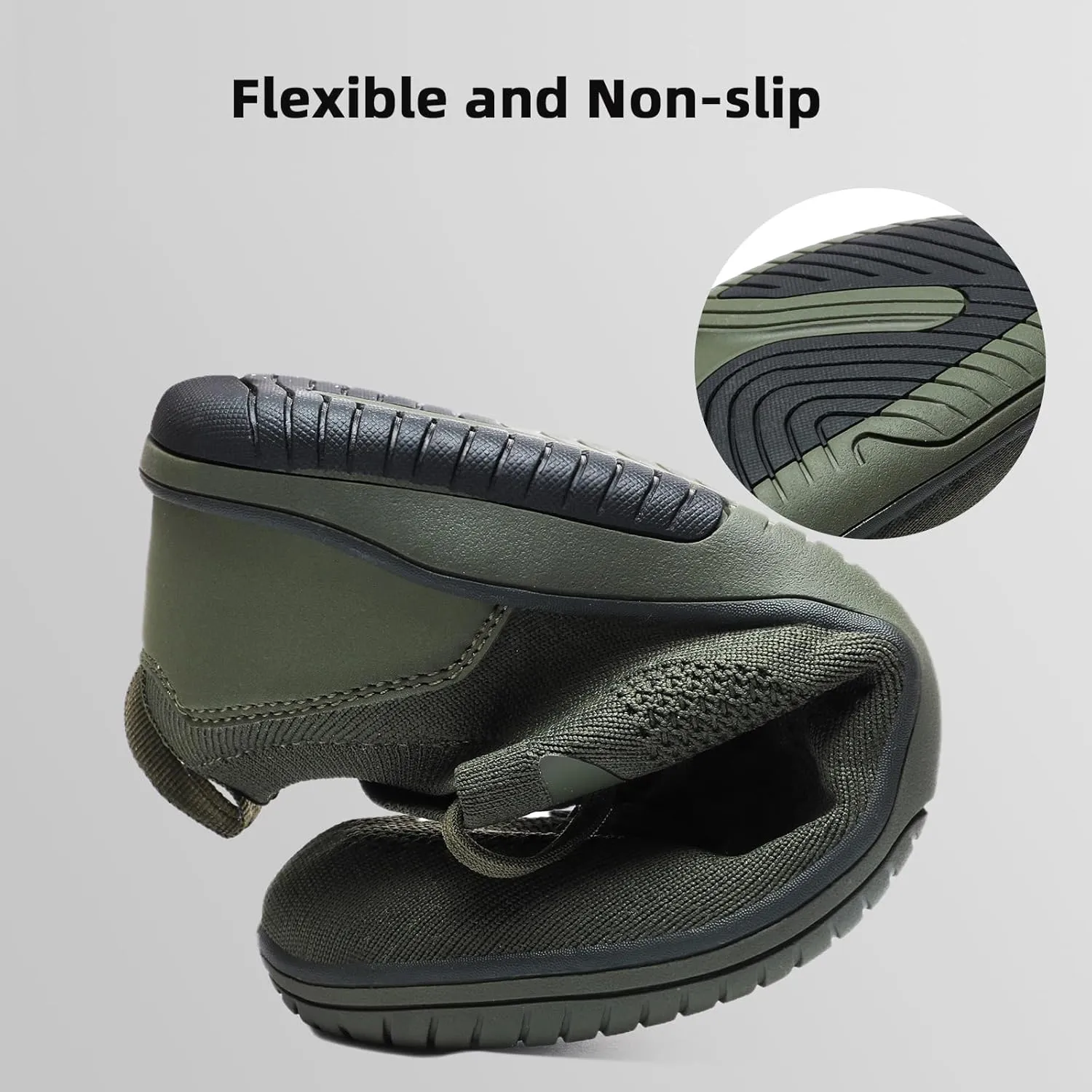 Slip-on Barefoot Shoes Men Minimalist Wide Toe Zero Drop Walking Shoes Lightweight Barefoot Feel & Breathable for Walking Running All Day Wear