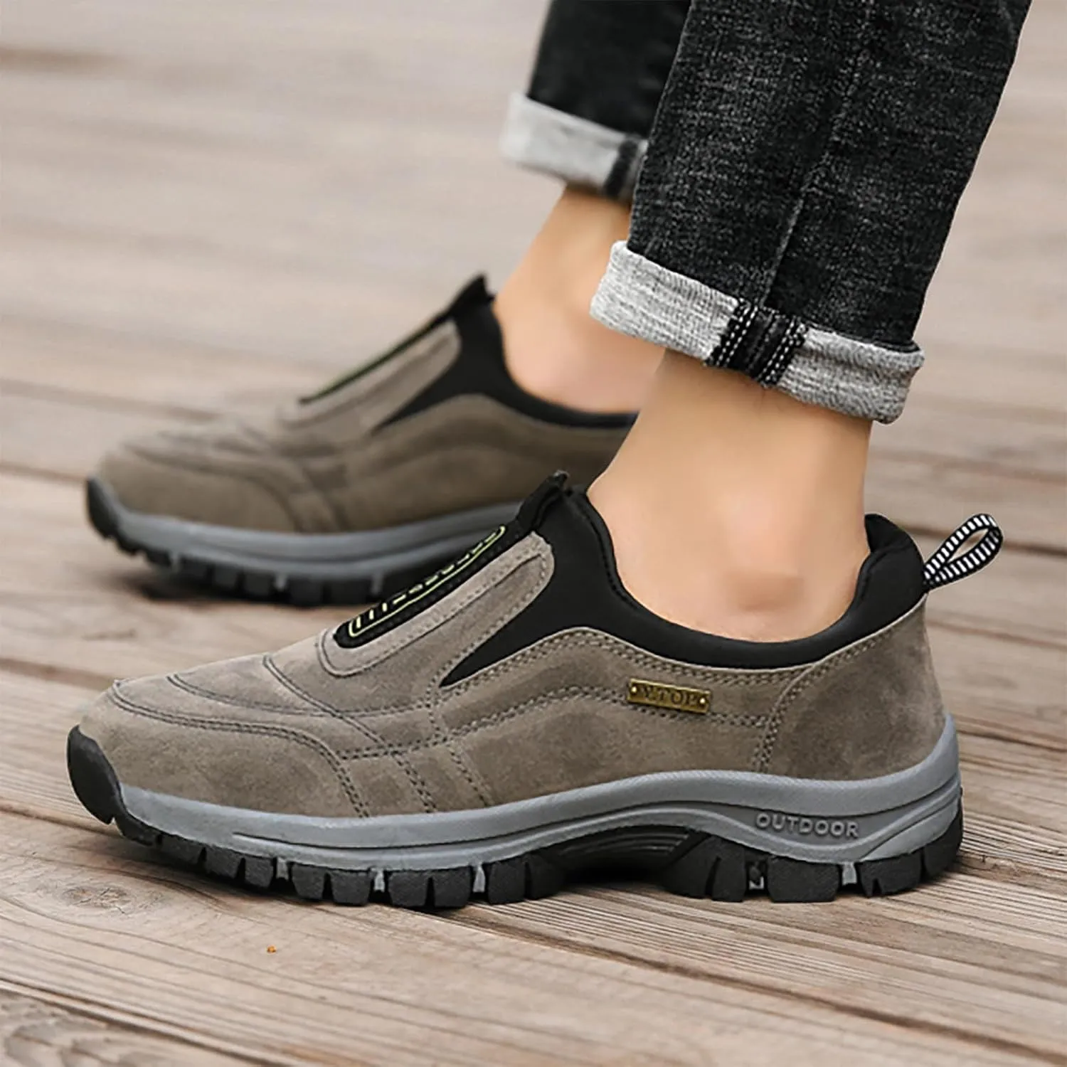 Slip on Loafers Mens Hiking Shoes Lightweight Walking Shoes Comfortable Trekking and Trail Shoes for Outdoor Driving