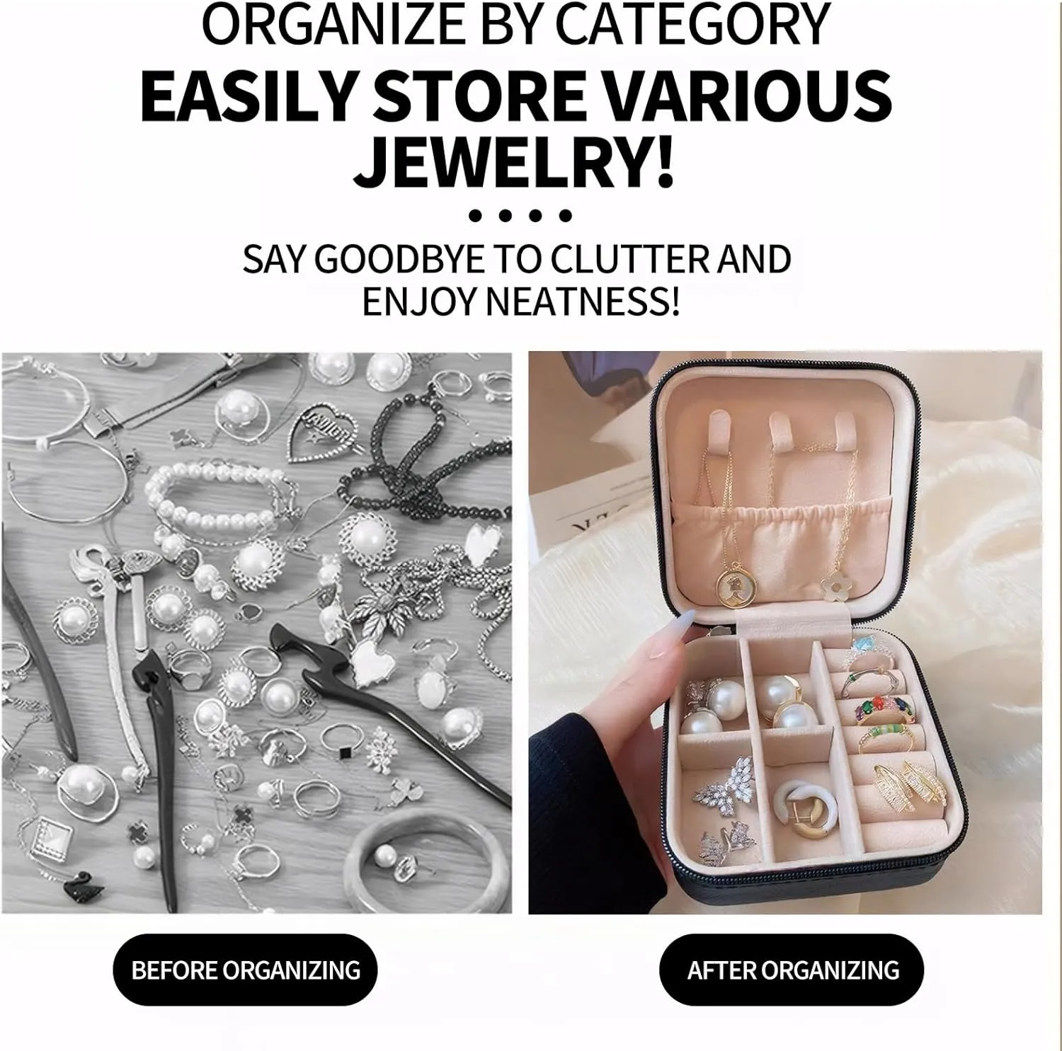 Small Jewelry Box Travel Jewelry Case Portable PU Leather for Girls Women Jewelry Organizer with Mirror, Storage Earring, Necklace, Rings, Christian cross
