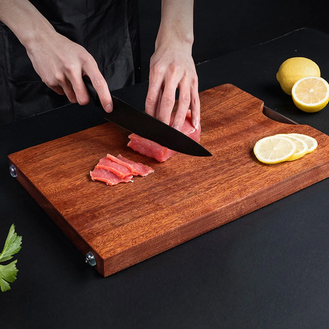 SOGA 50cm Rectangular Wooden Ebony Butcher Block Non-slip Chopping Food Serving Tray Charcuterie Board