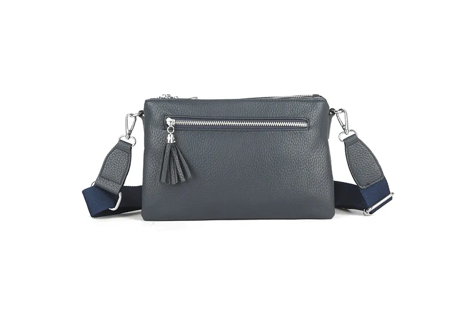 Sophie Triple Zip Handbag Navy