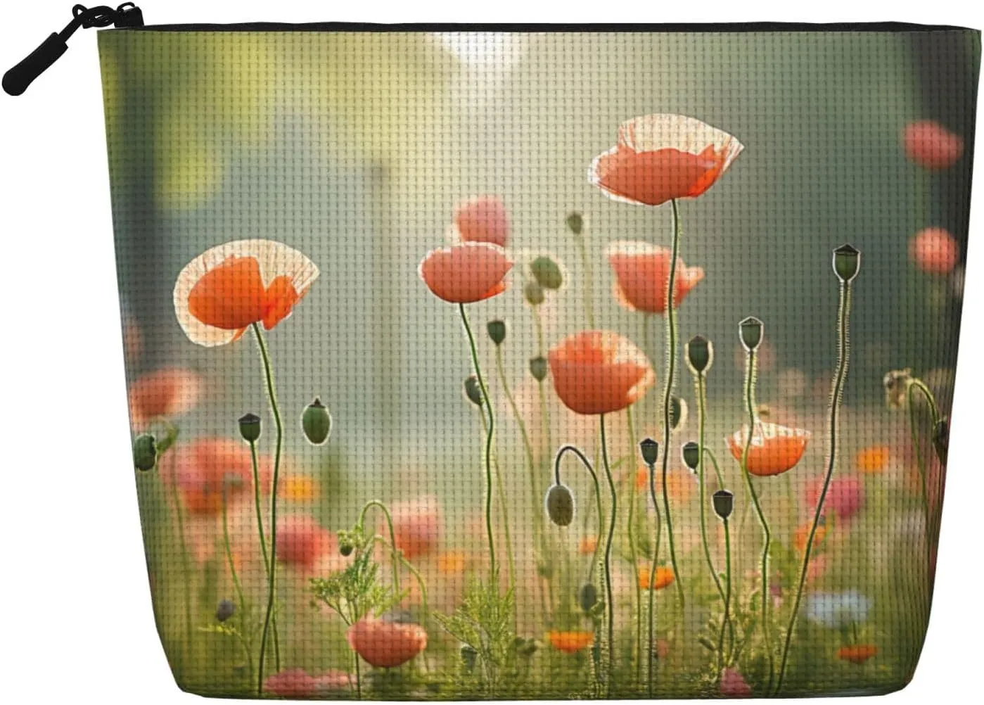 Spring Flower Print Cosmetic Bags for Women Large Capacity Purse Travel Toiletry Zipper Storage Pouch