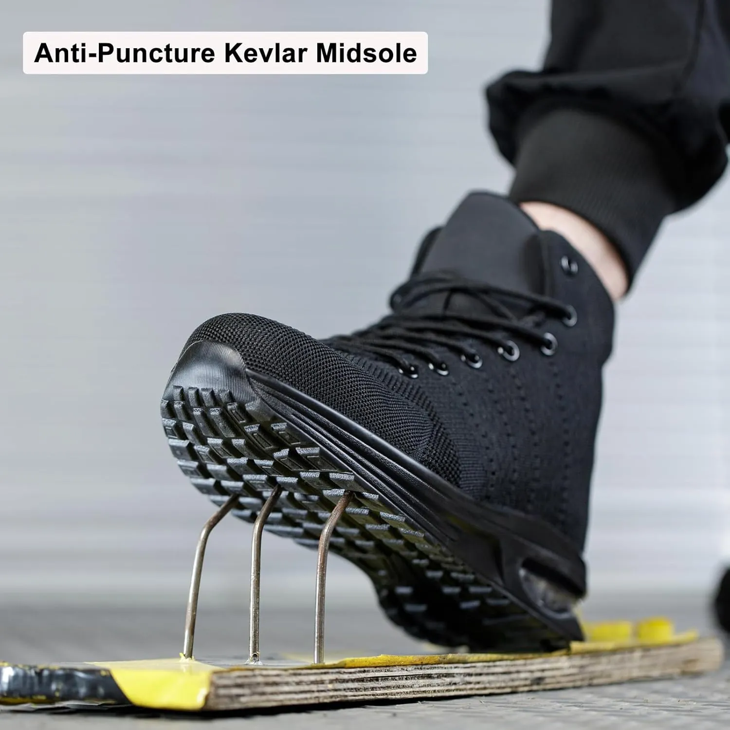 Steel Toe Work Boots for Men or Women, High Top Slip Resistant Safety Shoes Puncture Proof Comfortable Air Cushion Tennis Boots for Industry Construction Warehouse