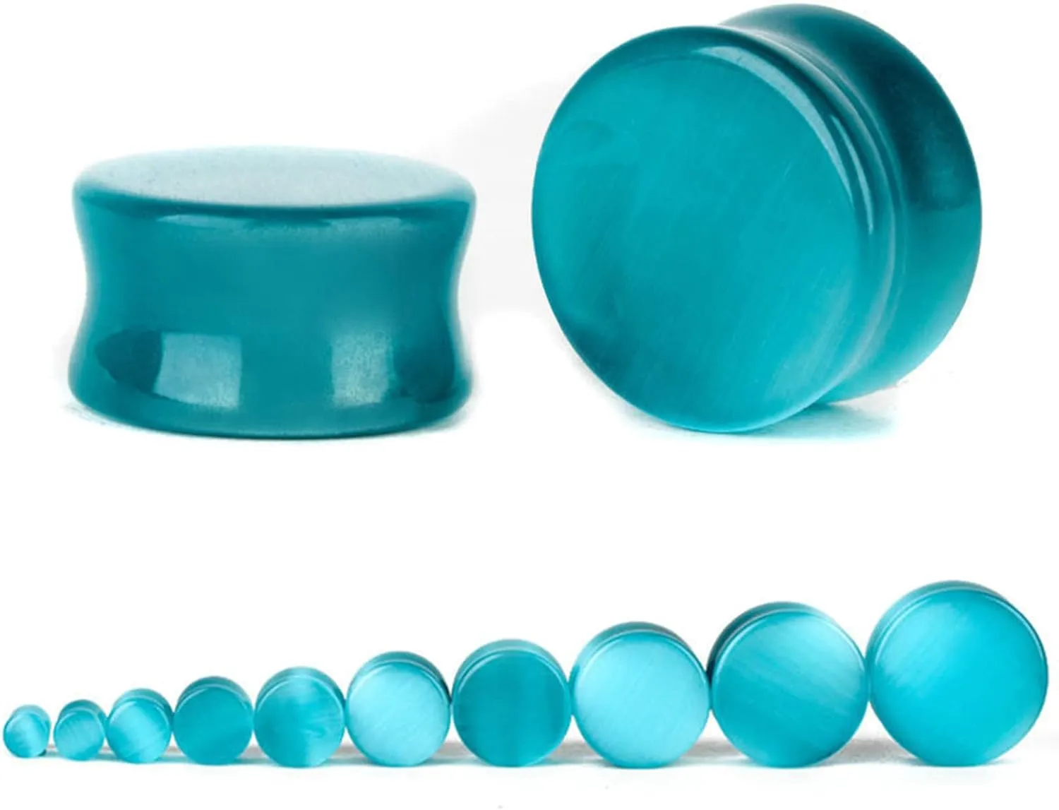 Stone Ear Plugs Multiple Sizes, Piercing Jewelry Green Stone Ear Stretcher Piercings Jewelry