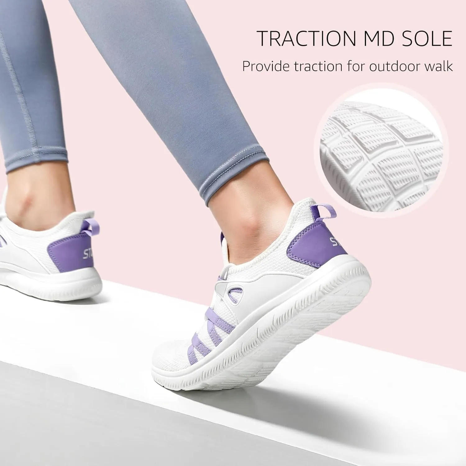 STQ Womens Slip on Sneakers Breathable Tennis Arch Support Comfortable Walking Shoes Plantar Fasciitis Orthopedic Workout Gym Cross Training Athletic Standing