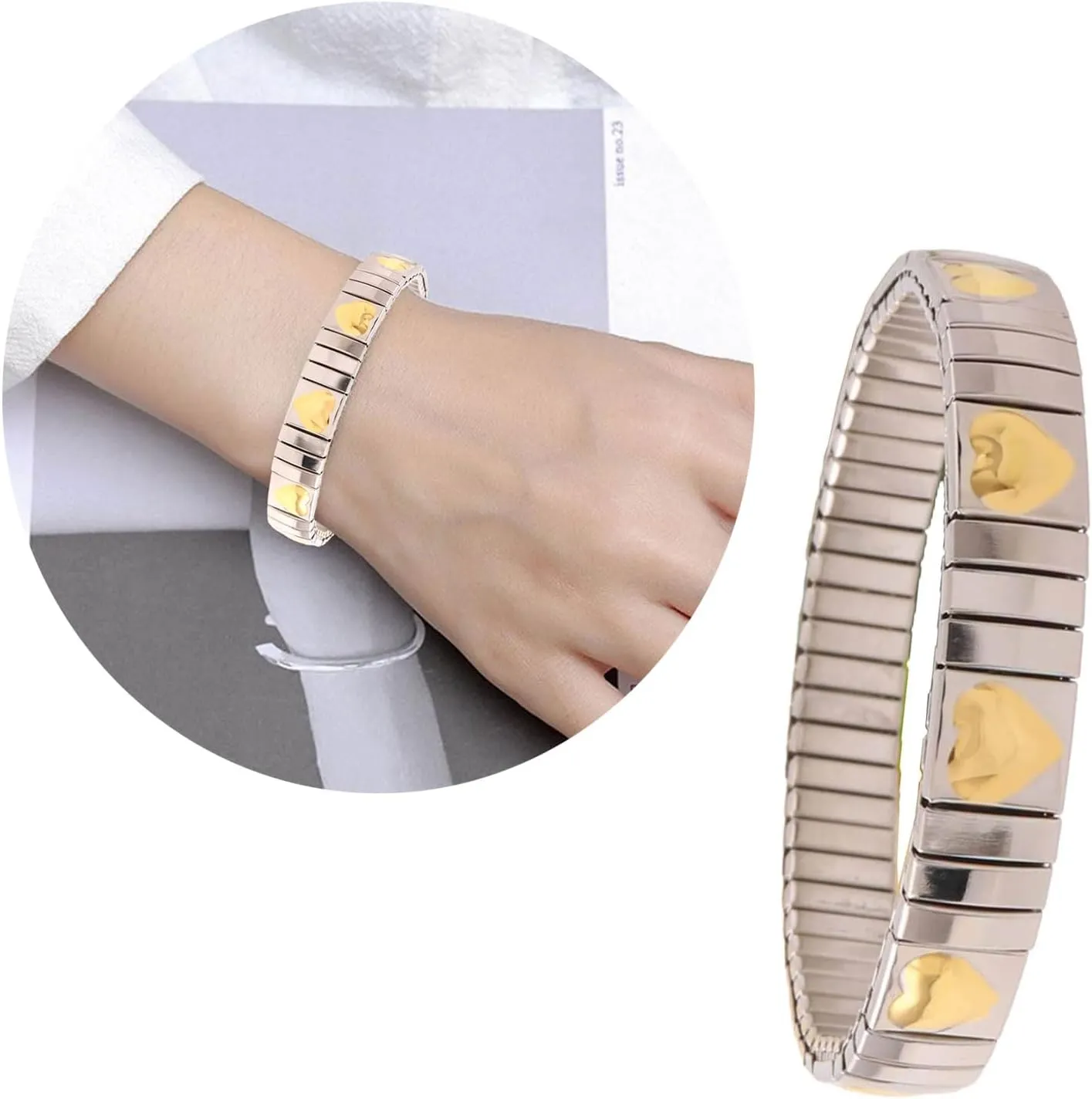Stretch Bracelets Adjustable Bangle Stainless Steel Stackable Bracelets Jewelry Elastic Band Wrist Jewelry